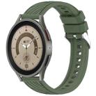 For Samsung Galaxy Watch 5 Pro  45mm Stripe Texture Silicone 20mm Watch Band(Dark Green) - 1