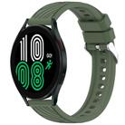 For Samsung Galaxy Watch 4 44mm Stripe Texture Silicone 20mm Watch Band(Dark Green) - 1