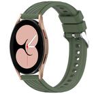 For Samsung Galaxy Watch 4 40mm Stripe Texture Silicone 20mm Watch Band(Dark Green) - 1