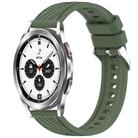 For Samsung  Galaxy Watch 4 Classic 42mm Stripe Texture Silicone 20mm Watch Band(Dark Green) - 1