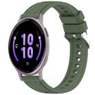 For Garmin Active 5 Stripe Texture Silicone 20mm Watch Band(Dark Green) - 1