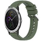 For Garmin Vivoactive 3 Stripe Texture Silicone 20mm Watch Band(Dark Green) - 1