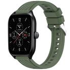 For Amazfit GTS 4 Stripe Texture 20mm Silicone Watch Band(Dark Green) - 1