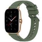 For Amazfit GTS 2 Stripe Texture 20mm Silicone Watch Band(Dark Green) - 1