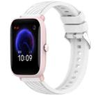 For Amazfit Pop Pro Stripe Texture 20mm Silicone Watch Band(White) - 1
