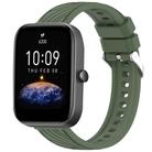 For Amazfit Bip3 Pro Stripe Texture 20mm Silicone Watch Band(Dark Green) - 1