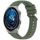 For Huawei Watch GT 3 Pro 43mm Stripe Texture 20mm Silicone Watch Band(Dark Green) - 1