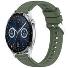 For Huawei Watch GT 3 42mm Stripe Texture 20mm Silicone Watch Band(Dark Green) - 1