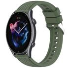 For Amazfit GTR 3 Stripe Texture 22mm Silicone Watch Band(Dark Green) - 1