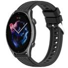 For Amazfit GTR 3 Pro Stripe Texture 22mm Silicone Watch Band(Black) - 1