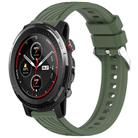 For Amazfit 3 Stripe Texture 22mm Silicone Watch Band(Dark Green) - 1