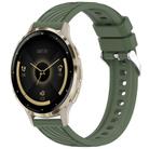 For Garmin Venu 3S Stripe Texture 18mm Silicone Watch Band(Dark Green) - 1