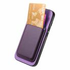 For iPhone 16 Pro Max Retro Magsafe Card Bag PU Back Cover Phone Case(Purple) - 3