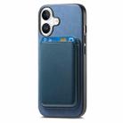 For iPhone 16 Plus Retro Magsafe Card Bag PU Back Cover Phone Case(Blue) - 2