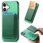 For iPhone 16 Plus Retro Magsafe Card Bag PU Back Cover Phone Case(Green) - 1