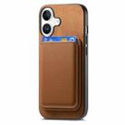 For iPhone 16 Plus Retro Magsafe Card Bag PU Back Cover Phone Case(Brown) - 2