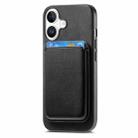 For iPhone 16 Plus Retro Magsafe Card Bag PU Back Cover Phone Case(Black) - 2