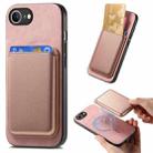 For iPhone 16e Retro Magsafe Card Bag PU Back Cover Phone Case(Pink) - 1