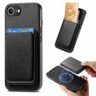 For iPhone 16e Retro Magsafe Card Bag PU Back Cover Phone Case(Black) - 1