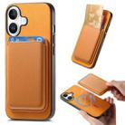 For iPhone 17 Retro Magsafe Card Bag PU Back Cover Phone Case(Yellow) - 1