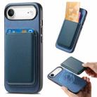 For iPhone Air Retro Magsafe Card Bag PU Back Cover Phone Case(Blue) - 1