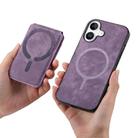 For iPhone 16 Retro Splitable Magnetic Stand Card Bag Leather Phone Case(Purple) - 3