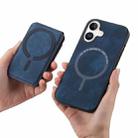 For iPhone 16 Retro Splitable Magnetic Stand Card Bag Leather Phone Case(Blue) - 3