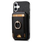 For iPhone 16 Retro Splitable Magnetic Stand Card Bag Leather Phone Case(Black) - 2