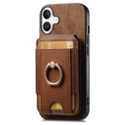 For iPhone 16 Retro Splitable Magnetic Stand Card Bag Leather Phone Case(Brown) - 2