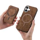 For iPhone 16 Retro Splitable Magnetic Stand Card Bag Leather Phone Case(Brown) - 3