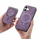 For iPhone 16 Plus Retro Splitable Magnetic Stand Card Bag Leather Phone Case(Purple) - 3