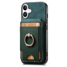 For iPhone 16 Plus Retro Splitable Magnetic Stand Card Bag Leather Phone Case(Green) - 2