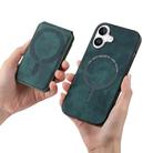 For iPhone 16 Plus Retro Splitable Magnetic Stand Card Bag Leather Phone Case(Green) - 3