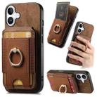 For iPhone 16 Plus Retro Splitable Magnetic Stand Card Bag Leather Phone Case(Brown) - 1