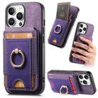 For iPhone 16 Pro Retro Splitable Magnetic Stand Card Bag Leather Phone Case(Purple) - 1