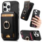 For iPhone 16 Pro Retro Splitable Magnetic Stand Card Bag Leather Phone Case(Black) - 1