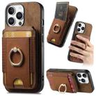 For iPhone 16 Pro Retro Splitable Magnetic Stand Card Bag Leather Phone Case(Brown) - 1