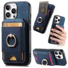 For iPhone 16 Pro Max Retro Splitable Magnetic Stand Card Bag Leather Phone Case(Blue) - 1