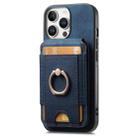 For iPhone 16 Pro Max Retro Splitable Magnetic Stand Card Bag Leather Phone Case(Blue) - 2