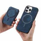 For iPhone 16 Pro Max Retro Splitable Magnetic Stand Card Bag Leather Phone Case(Blue) - 3