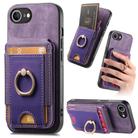 For iPhone 16e Retro Splitable Magnetic Stand Card Bag Leather Phone Case(Purple) - 1