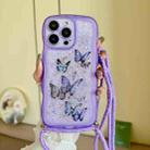 For iPhone 16 Pro Crossbody Wave Edge Butterfly TPU Phone Case(Purple) - 1