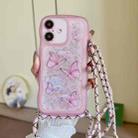 For iPhone 16 Plus Crossbody Wave Edge Butterfly TPU Phone Case(Pink) - 1