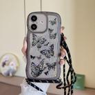 For iPhone 16 Plus Crossbody Wave Edge Butterfly TPU Phone Case(Black) - 1