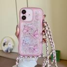 For iPhone 16 Crossbody Wave Edge Butterfly TPU Phone Case(Pink) - 1