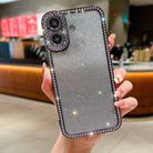 For iPhone 16 Plus Diamond Gradient Glitter Plated TPU Phone Case(Black) - 1