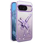 For Google Pixel 9 Pro Gradient Glitter Immortal 3D Dragonfly Holder Plated Phone Case(Purple) - 1