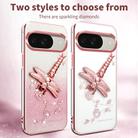 For Google Pixel 9 Pro Gradient Glitter Immortal 3D Dragonfly Holder Plated Phone Case(Purple) - 3