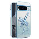 or Google Pixel 8 Pro Gradient Glitter Immortal 3D Dragonfly Holder Plated Phone Case(Blue) - 1