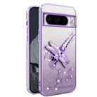 or Google Pixel 8 Pro Gradient Glitter Immortal 3D Dragonfly Holder Plated Phone Case(Purple) - 1